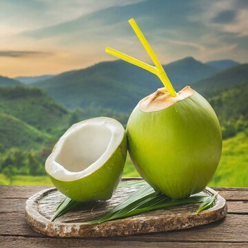 &Aacute;gua de coco. Bebida. Fruta.