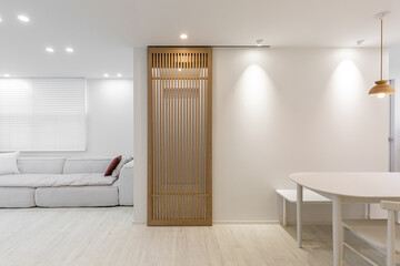 entrance hall with wooden sliding door