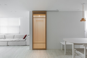 entrance hall with wooden sliding door