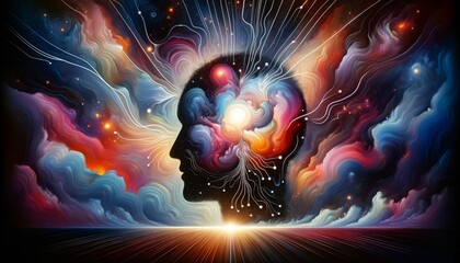 Stellar Mind: A Cosmic Dance of Emotional Intensity in an Abstract Psychological Portrait