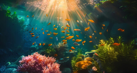 Fototapeta na wymiar underwater fish and corals