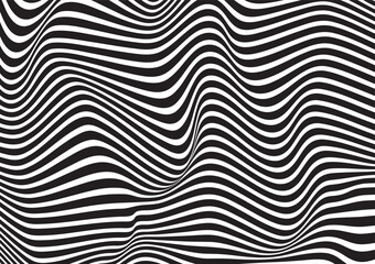 Abstract dynamic black and white striped lines pattern background, illusion texture design, Vector Illustration.