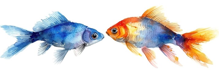 Fish watercolor painting  isolated on white background
