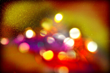 Dreamy golden bokeh and flare background, blurred nature in the morning. Peaceful or serene...
