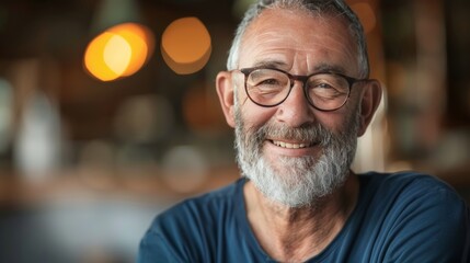 Smiling businessman meeting client in office, blurred background with text space