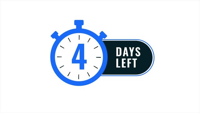 Three Days Left countdown Animation, 3 Days Left label on white and green screen background. Flat icon. Motion graphics