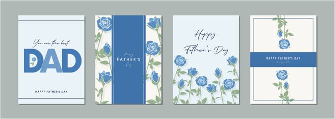 父の日　father's day　バラ　素材セット　フレーム　背景　ベクターイラスト　シンプル　おしゃれ