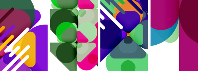 Colorful bright geometric abstract compositions for wallpaper, business card, cover, poster, banner, brochure, header, website