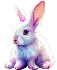 Fototapeta na wymiar Cute rabbit isolated on transparent background. PNG