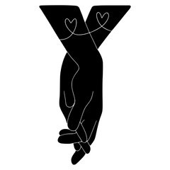 holding hands couple line drawing svg