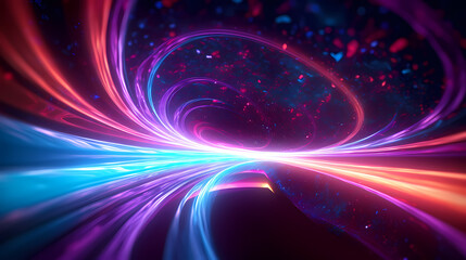 Fototapeta premium Car lights leave traces in tunnel, concept of speed and movement