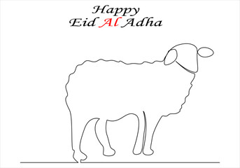 Continuous one line drawing of eid al adha out line vector art illustration