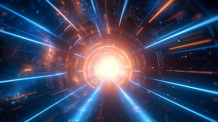 Fototapeta premium High-speed tunnel with dynamic light trails