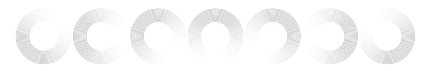 白とグレーのストライプの円に光と影がついた背景デザイン。抽象的な幾何学の背景。ベクターイラスト。