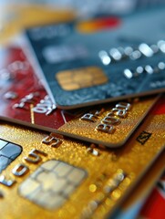 Credit cards are stacked on top of each other. Generative AI.
