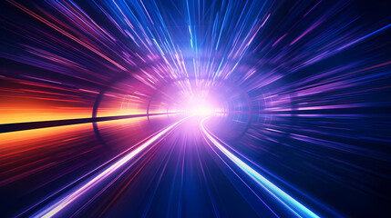 Fototapeta na wymiar High-speed tunnel with dynamic light trails