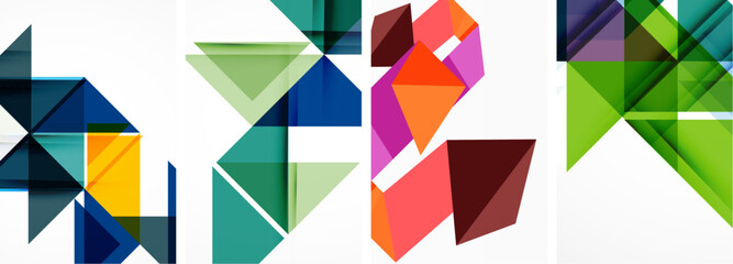Fototapeta premium Triangle poster geometric background set