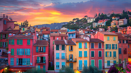 Obraz premium Spectacular Sunset Cityscape On The Amalfi Coast Italy