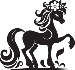 Elegant Horse Adorned with Floral Crown