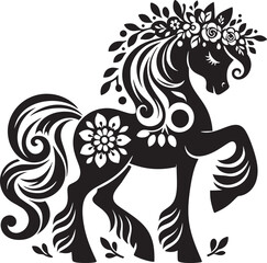 Floral Crowned Cartoon Horse
