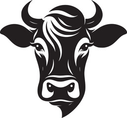 Minimalist Black and White Cow Face Vector Art