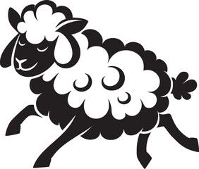 Playful Cartoon Sheep in Black and White