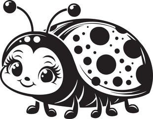 Smiling Ladybug in Monochrome Art