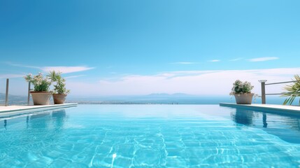 Fototapeta na wymiar Swimming Pool And Terrace Of The Blur Exterior Background