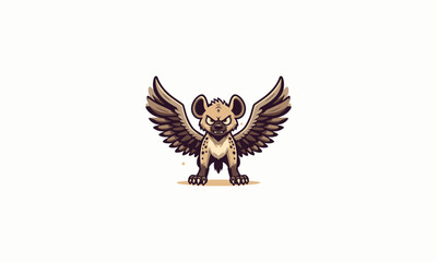 hyena angry with wings vector illustration flat design
