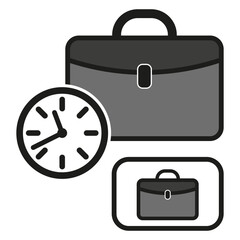 Briefcase icon. Time management. Work schedule. Vector illustration. EPS 10.
