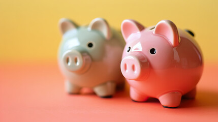two piggy banks, Income sharing concept for spending and savings concept - AI Generated