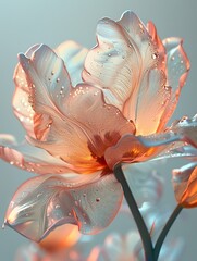 a digital photo of cinematic realism tulip, Muted glow opal white color margarite, slight pink...