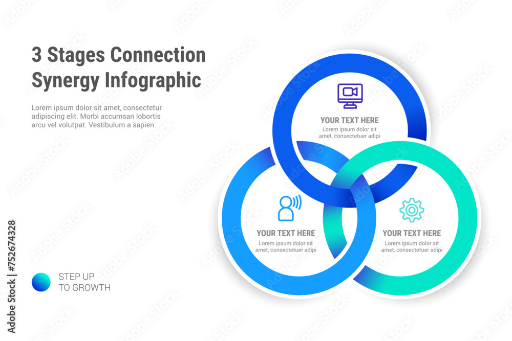 Wall mural 3 Stages Connection Synergy Infographic