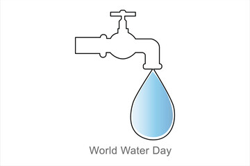 Continuous one line drawing of earth water. World water day concept isolated.outline vector art illustration.