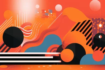 Tuinposter Get into the groove with a 70s-themed background, showcasing bold and vibrant patterns reminiscent of the disco era, Generative AI © Formatikastd