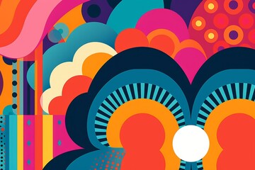 Get into the groove with a 70s-themed background, showcasing bold and vibrant patterns reminiscent of the disco era, Generative AI - obrazy, fototapety, plakaty