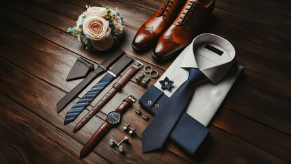 Fashionable Finesse: Collection of Sophisticated Attire and Accessories for a Memorable Wedding Affair
