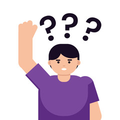 Fototapeta na wymiar Vector illustration of a man raising his hand and asking a question