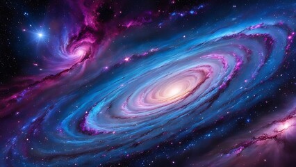 Fototapeta premium A mesmerizing spiral galaxy with swirling arms of stars and cosmic dust, set against the vastness of space.