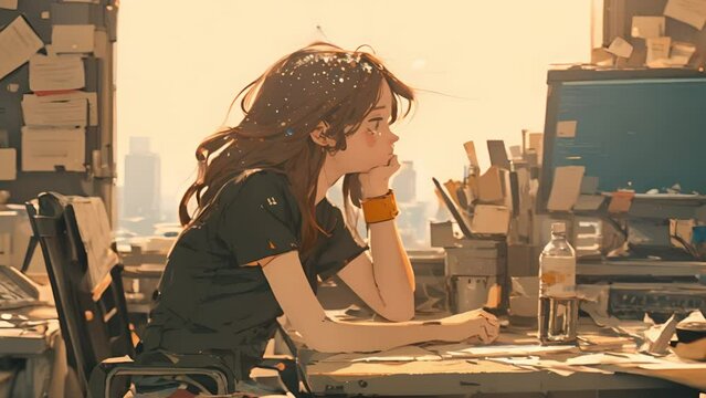アニメ系イラスト女性の顔,Generative AI 