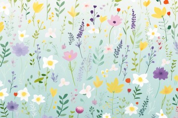 A celebration of nature's artistry in a spring flower pattern background, with a harmonious blend of colors and floral elements, Generative AI