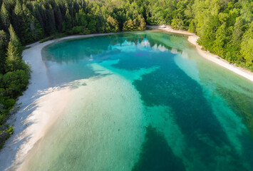 Aerial view of the beautiful Plitvice Lakes National Park, Croatia