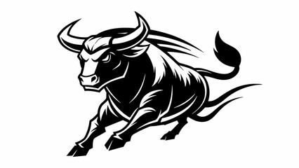 Bull in action, silhouette, logo, vector