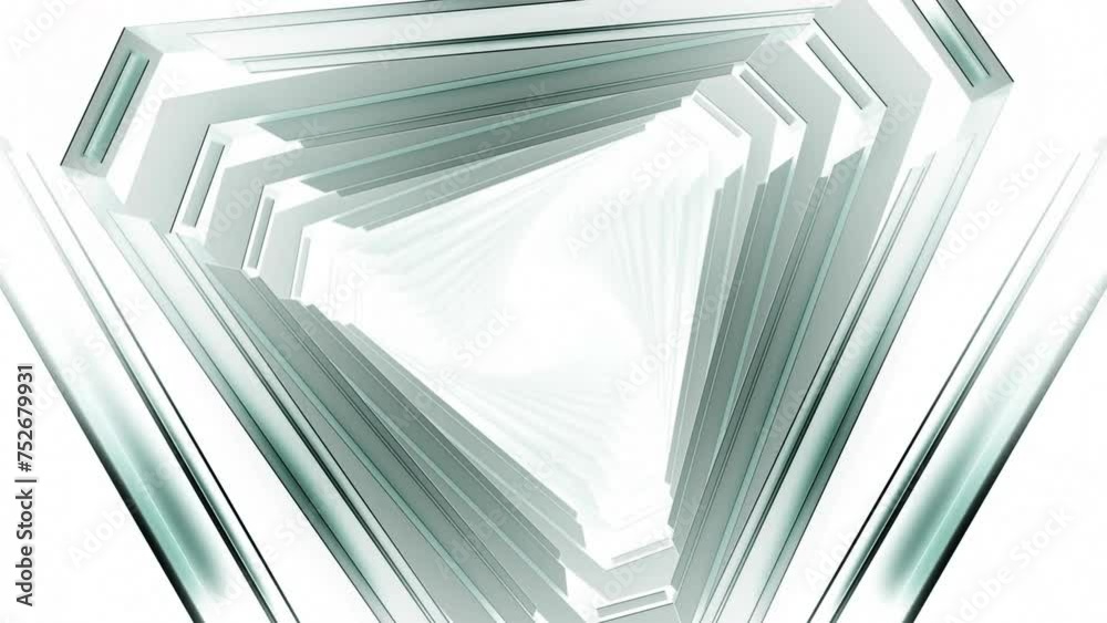 Poster movement in triangular cyber tunnel. motion. advancing cyber tunnel with triangles. cyber tunnel of 