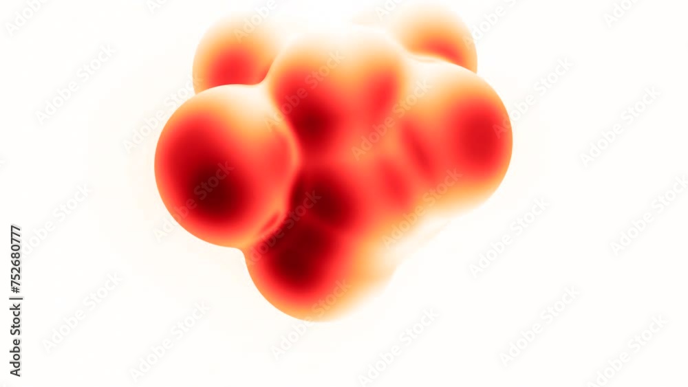 Poster abstract 3d deformed figure. design. surrealistic object based on pulsating spheres on a white backg