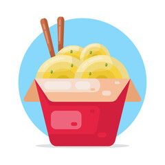 Noodle Box Flat Illustration Design