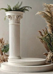 Background podium column 3d roman luxury greek