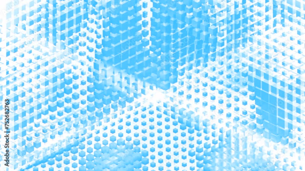 Poster abstract 3d cubic textile pattern waving randomly. motion. geometric background with cubes or small 