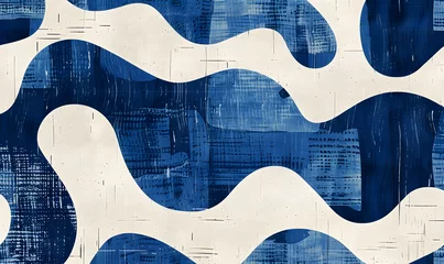 Türaufkleber azure cool minimalistic pattern burnt azure over ivory background, Generative AI  © simba kim