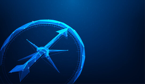compass direction to target success on blue background. Work navigation strategy. business aiming achievement to goal. vector illustration fantastic digital design.
